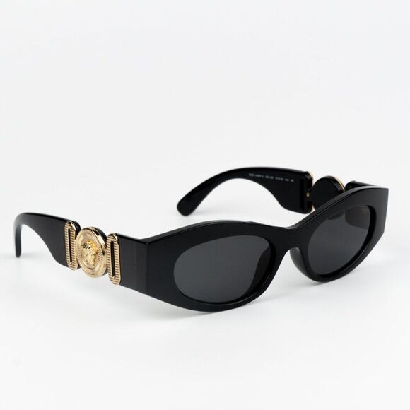 NEW Versace VE4480U GB1/87 Black Gold Dark Grey Oval Unisex Sunglasses main image 7
